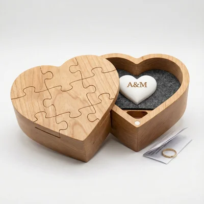 Puzzle-Herzbox mit Geheimfach für Botschaft
