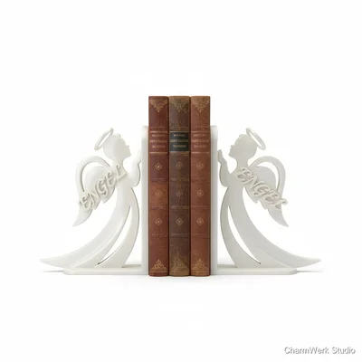 3D-gedruckter „Engel“-Buchstützen-Set mit Namenszug