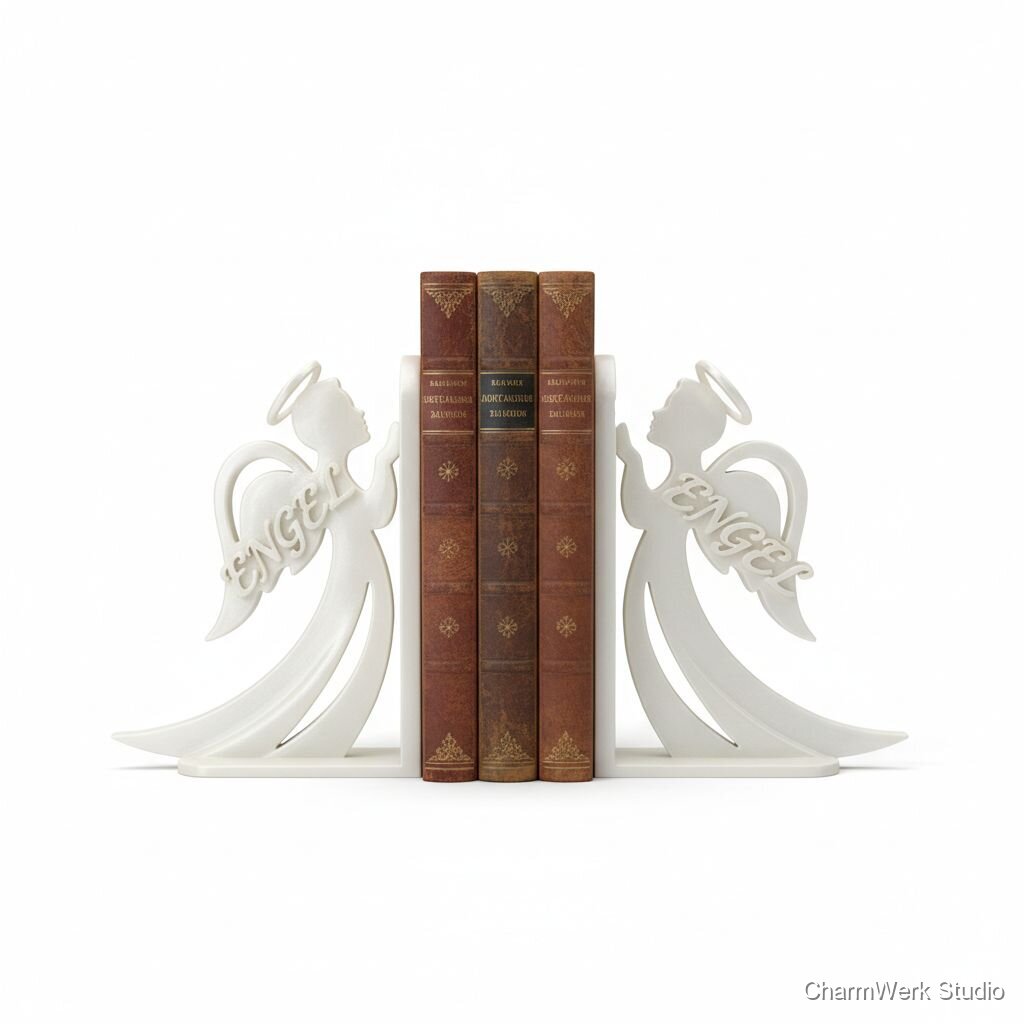 3D-gedruckter „Engel“-Buchstützen-Set mit Namenszug