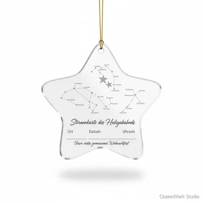 Acryl-Ornament „Sternenkarte des Heiligabends“ (Ort & Zeit)