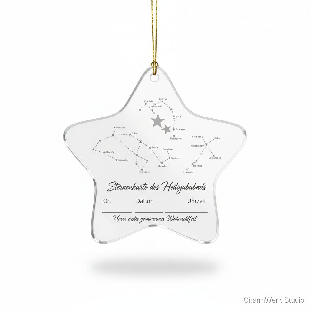 Acryl-Ornament „Sternenkarte des Heiligabends“ (Ort & Zeit)