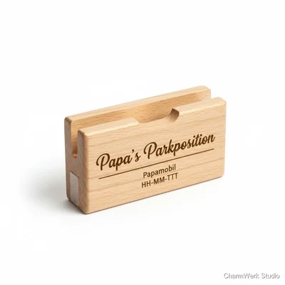 Gravierter Kartenhalter „Papa’s Parkposition“