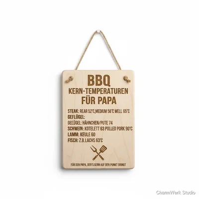 Graviertes BBQ-Temperatur-Spickzettelbrett