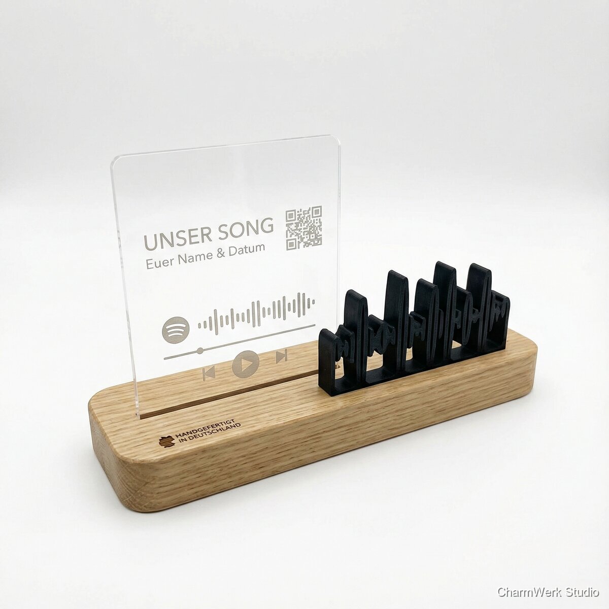 Acryl-Spotify-Album mit Holzständer und 3D-Welle