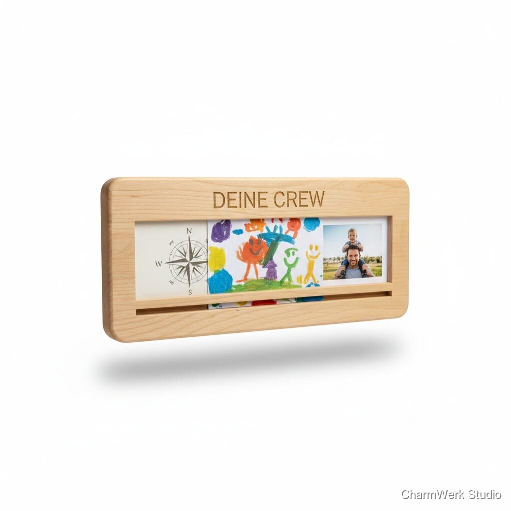 Holz-Postkartenrahmen „Deine Crew“