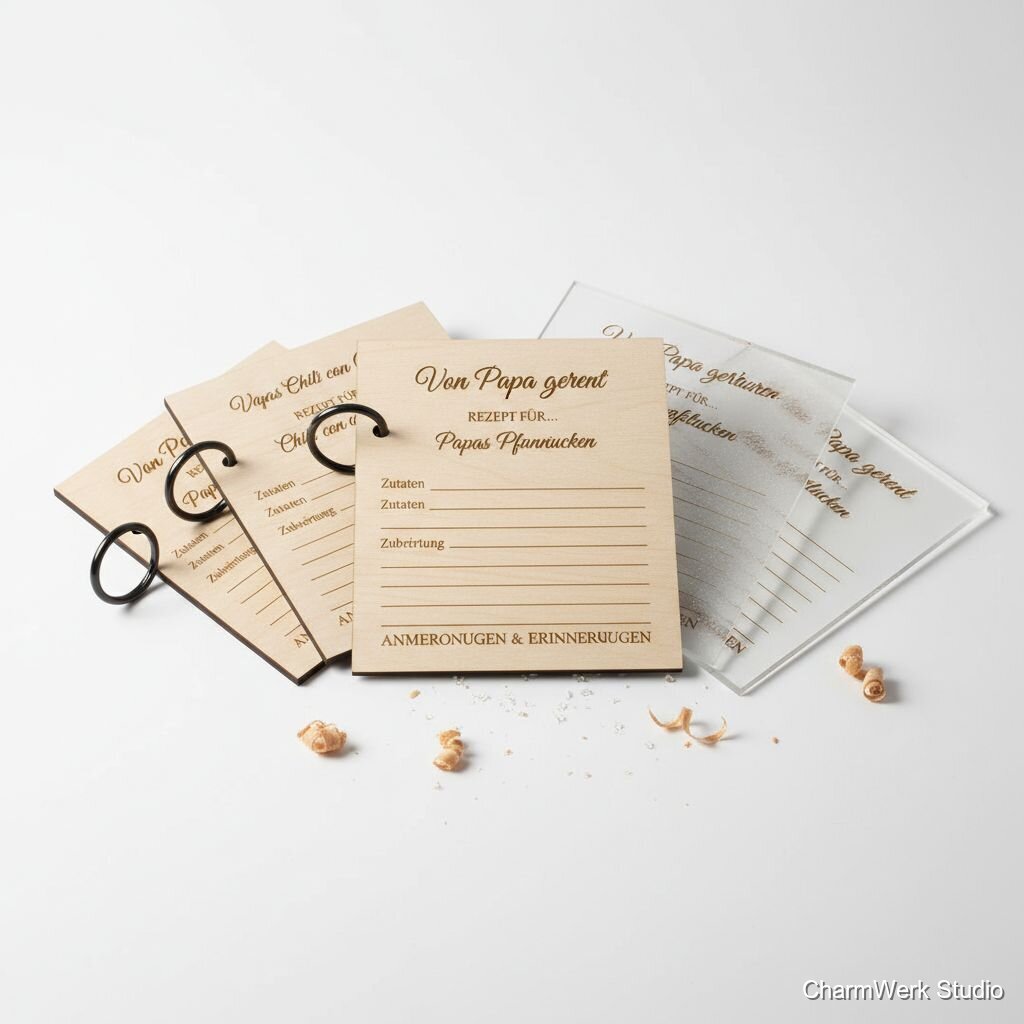 Graviertes Rezeptkarten-Set „Von Papa gelernt“