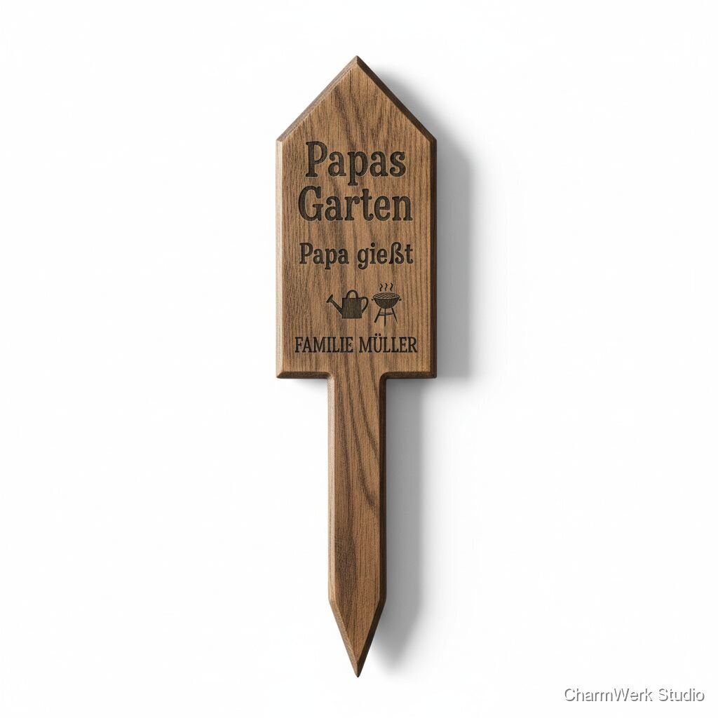 Gravierter Garten-Stecker „Papas Revier“
