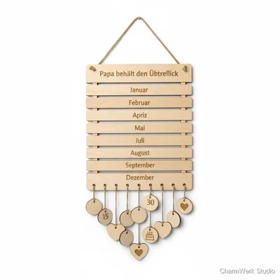 Holz-Familienkalender „Papa behält den Überblick“