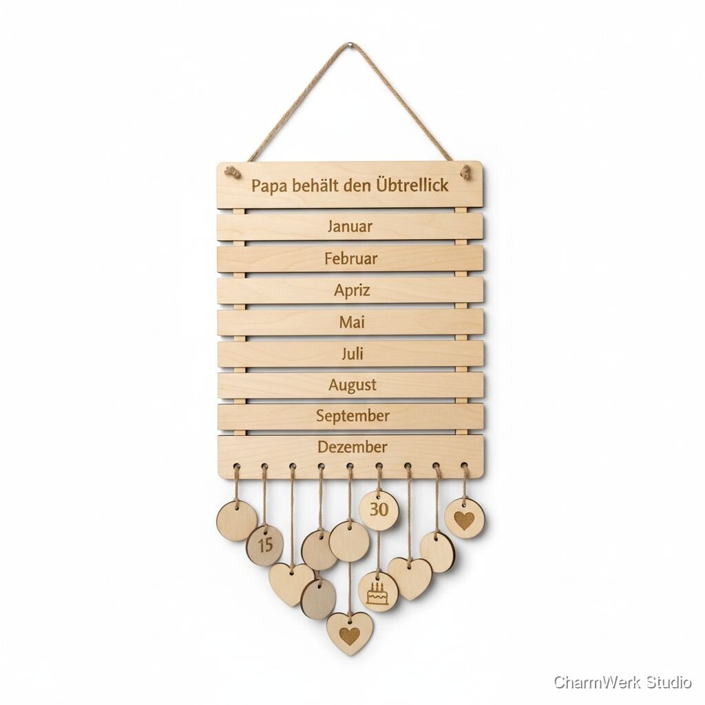 Holz-Familienkalender „Papa behält den Überblick“