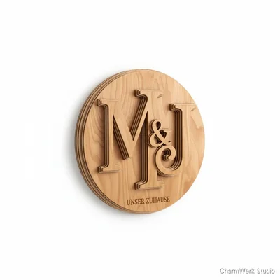 Monogramm-Wandpanel als 3D-Holzschriftzug