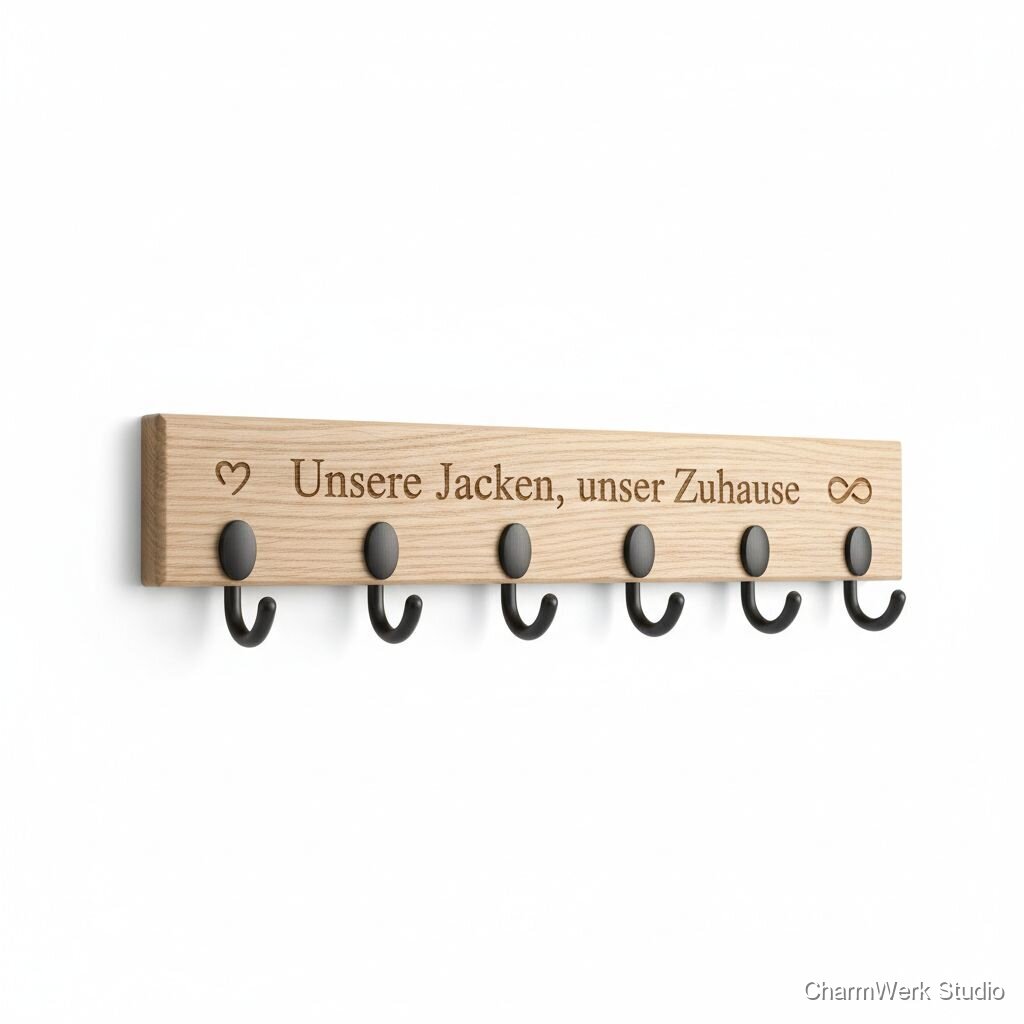 Wandhakenleiste „Unsere Jacken, unser Zuhause“