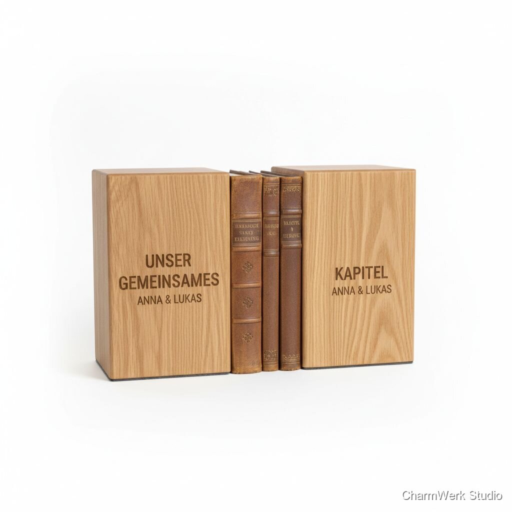 Buchstützen-Set „Gemeinsames Kapitel“ mit Namen