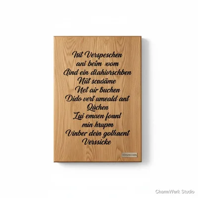 Wandbild „Versprechen“ mit gefrästen Gelübde-Zeilen