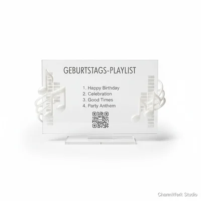 „Geburtstags-Playlist“-Acrylschild mit 3D-Noten