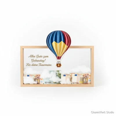Geburtstags-Geldgeschenk „Ballonfahrt“ mit 3D-Ballon