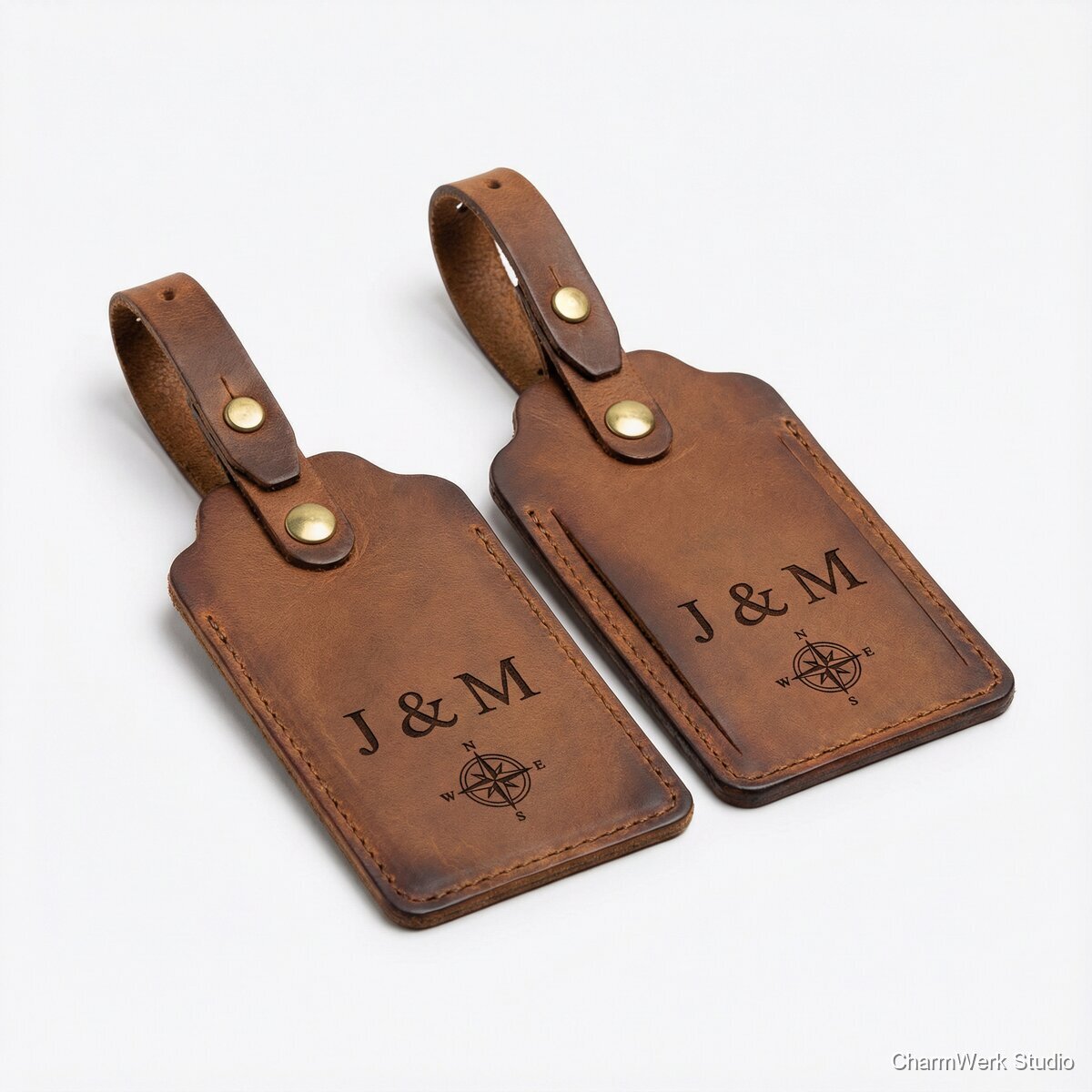 Leder-Gepäckanhänger im Partner-Set - Seitenansicht