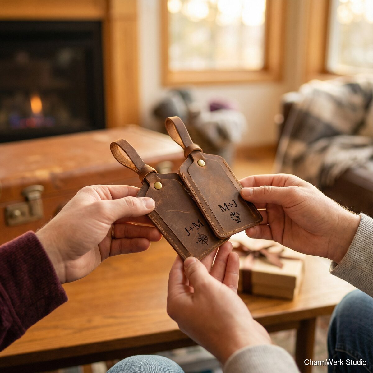 Leder-Gepäckanhänger im Partner-Set - Lifestyle