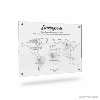 „Lieblingsorte“-Koordinatenkarte mit 3D-Pins