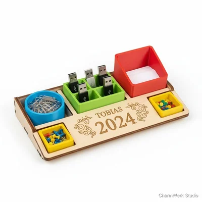 „Jahreszahl“-Schreibtischorganizer mit 3D-Fächern
