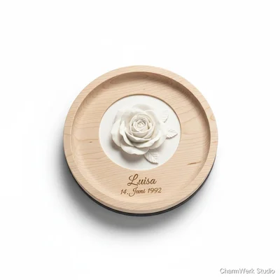 CNC-Schmuckablage „Geburtsblume“ mit 3D-Blütenrelief