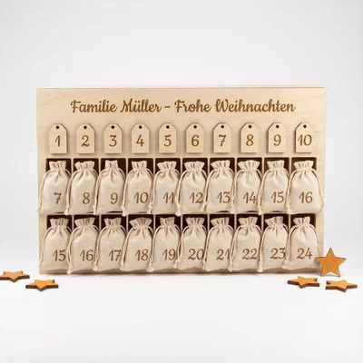 Personalisierter Adventskalender aus Holz zum Befüllen
