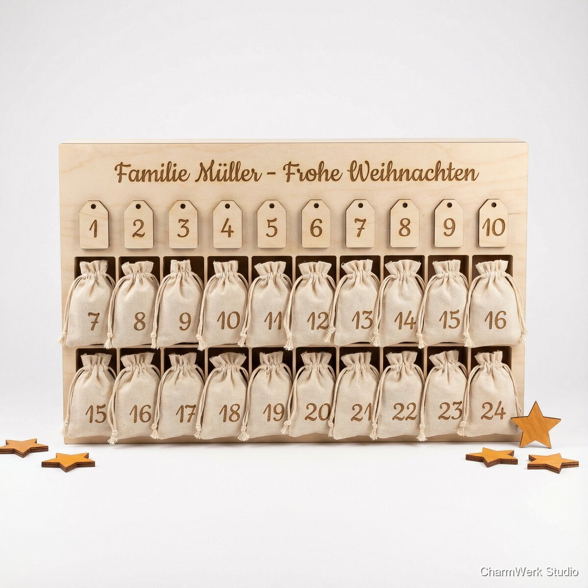 Personalisierter Adventskalender aus Holz zum Befüllen