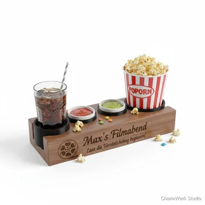 Geburtstags-„Kinoabend“-Snacktray mit 3D-Becherhaltern