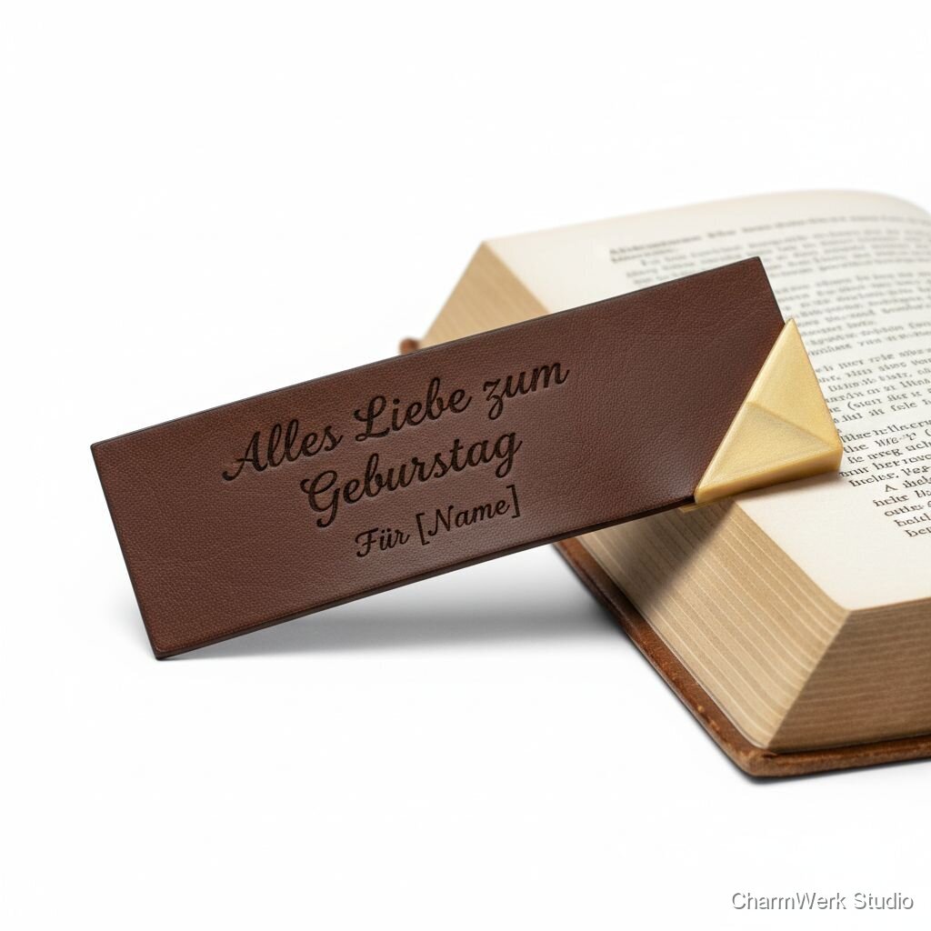 Geburtstags-„Buchliebe“-Lesezeichen mit 3D-Eckenclip