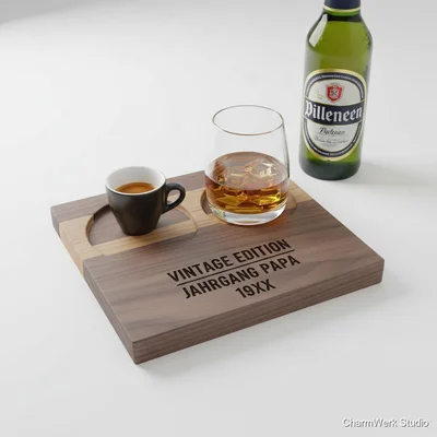 CNC-gefräster Whisky-Untersetzer „Jahrgang Papa“