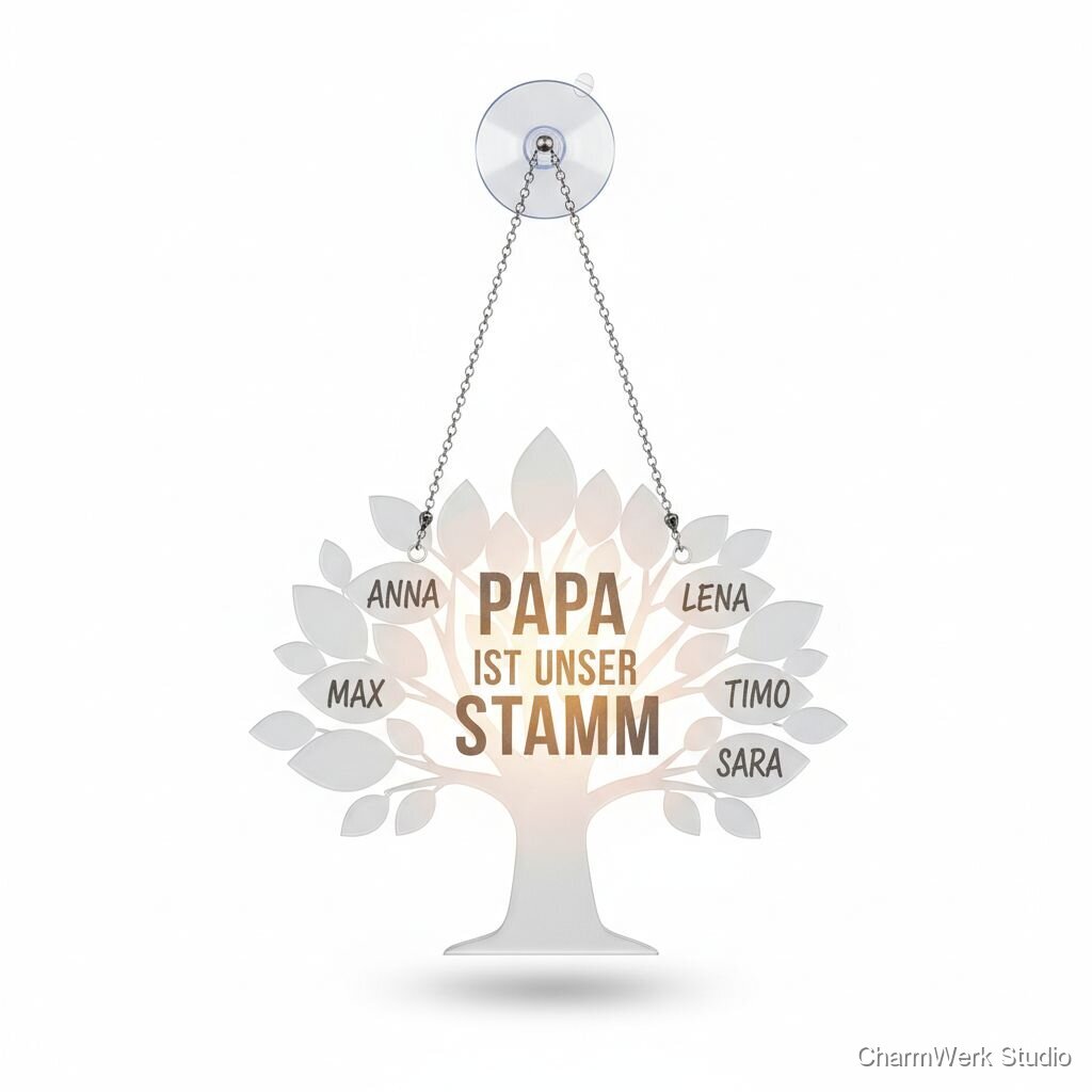 Acryl-Familienstamm „Papa ist unser Stamm“ als Fensterhänger