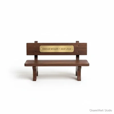 CNC-gefräste Parkbank-Miniatur mit persönlicher Plakette