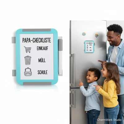 3D-gedrucktes „Papa-Checkliste“-Magnetboard für den Kühlschrank