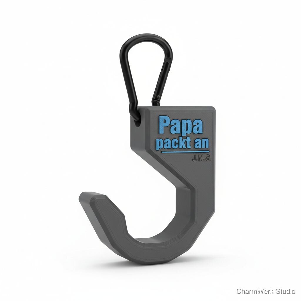 3D-gedruckter Kofferraum-Haken „Papa packt an“