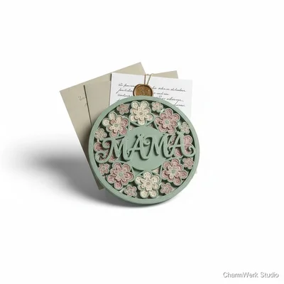 Blumen-Papiergewicht als „Mama“-Mandala