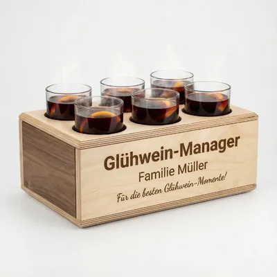Personalisierter Glühwein- & Punsch-Becherhalter aus Holz