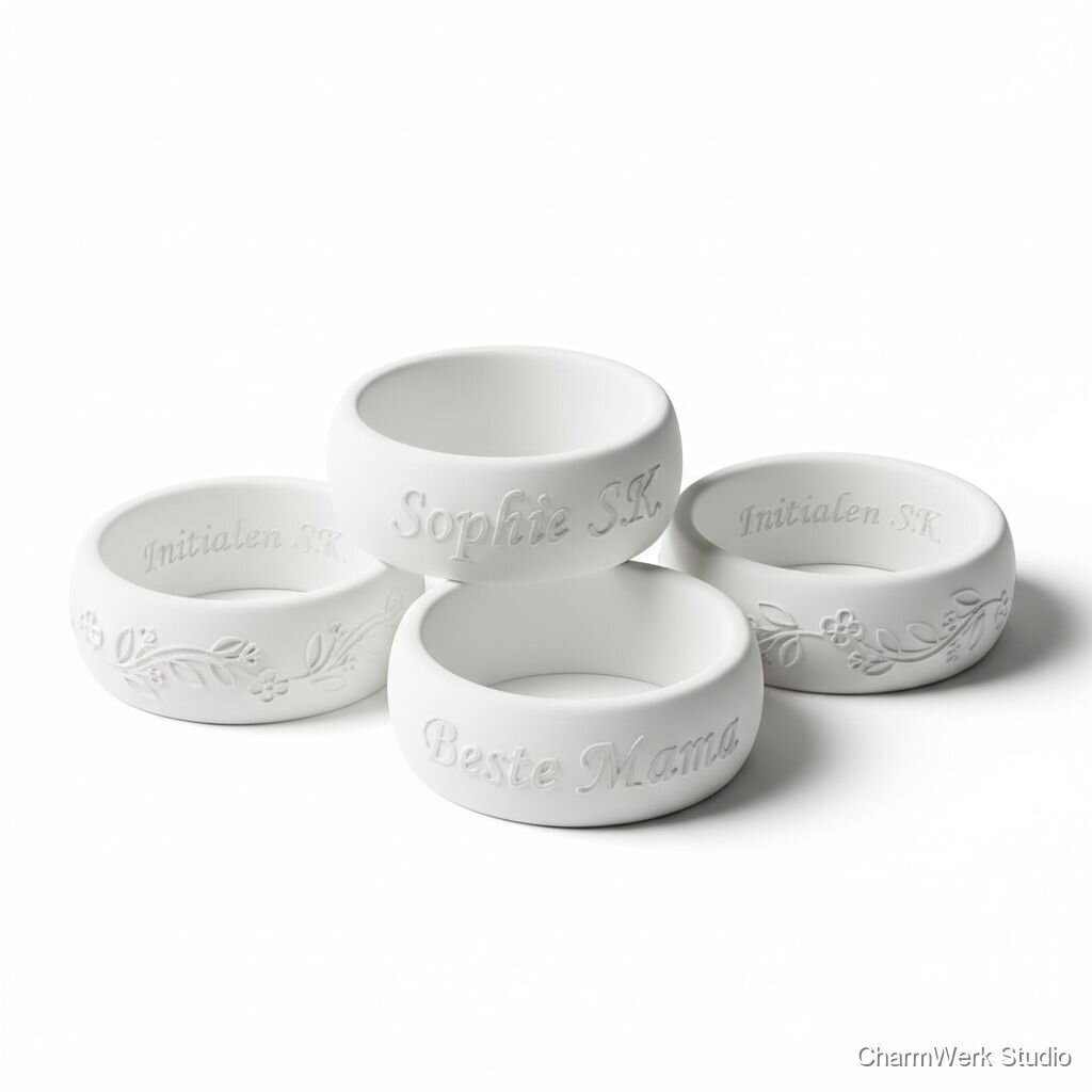 Serviettenring-Set mit Namen und Blumenornament