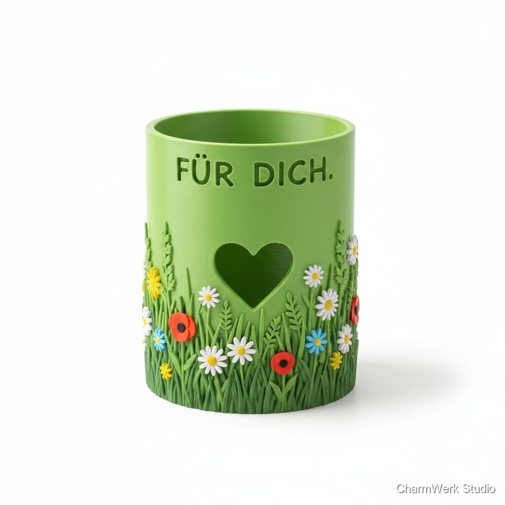 Stiftehalter „Blumenwiese“ mit verstecktem Herz