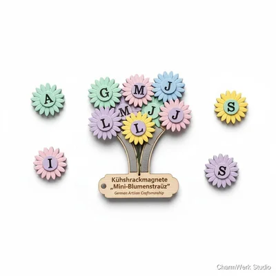 Kühlschrankmagnete „Mini-Blumenstrauß“ mit Initialen