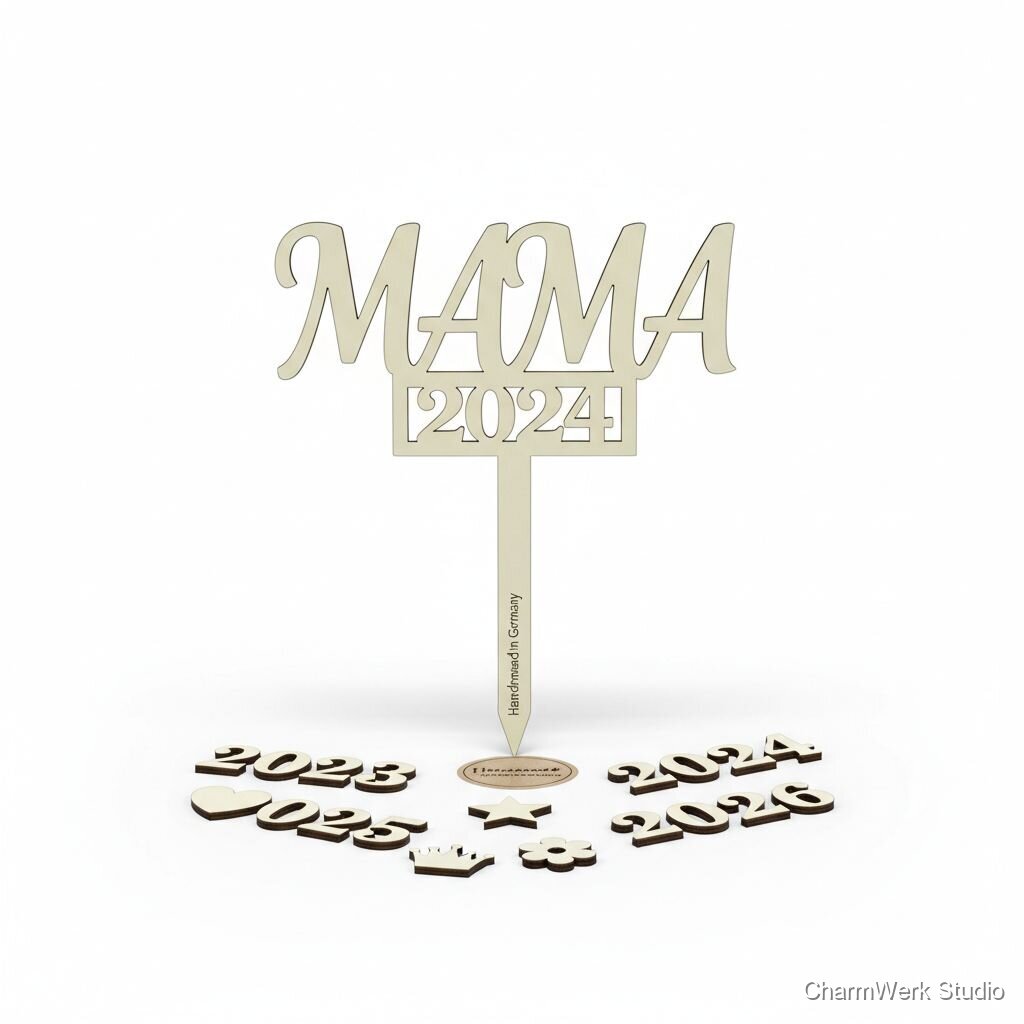 Torten-Topper „Mama“ als wiederverwendbares Set
