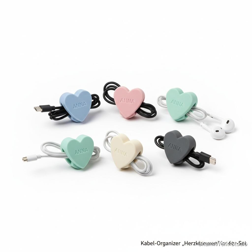 Kabel-Organizer „Herzklammern“ im 6er-Set