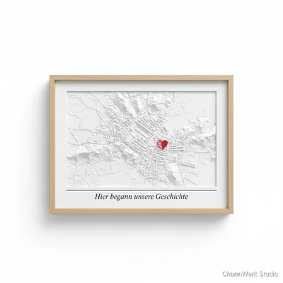 Wandbild als 3D-Topografie „Mama’s Herzort“