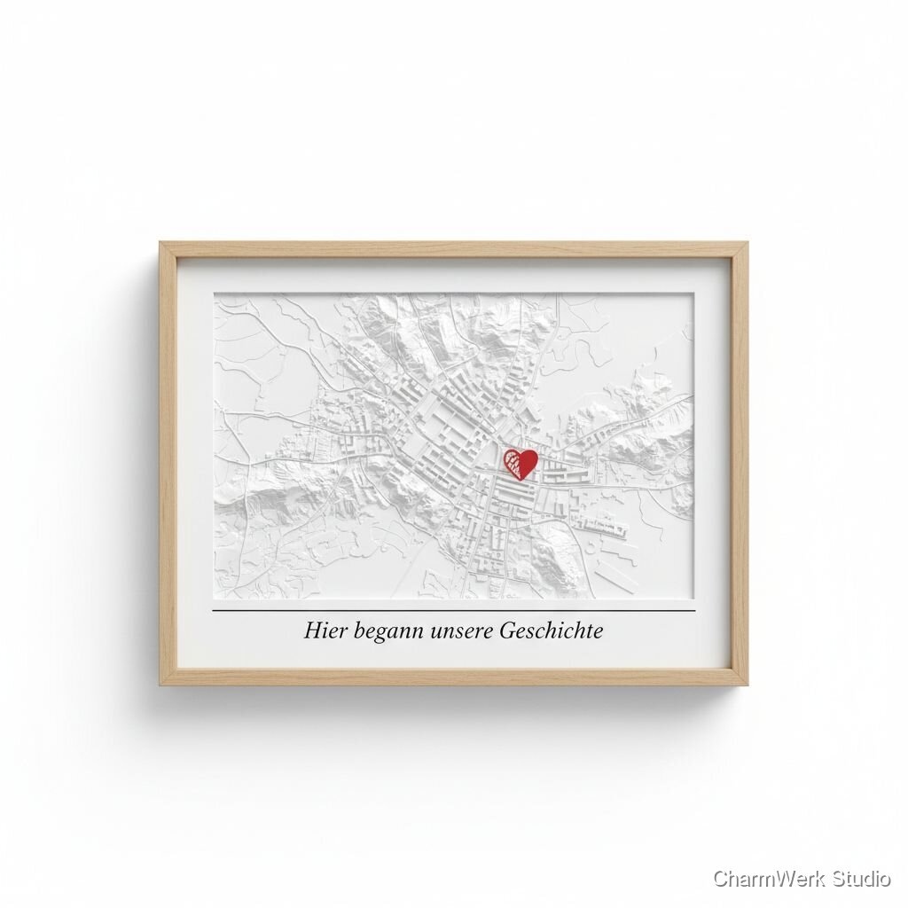 Wandbild als 3D-Topografie „Mama’s Herzort“