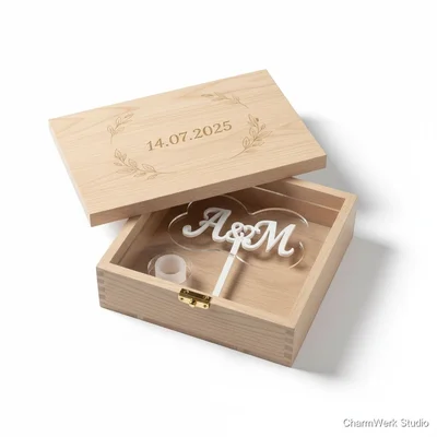 Personalisierte Hochzeitstorte-Topper-Box zum Aufbewahren