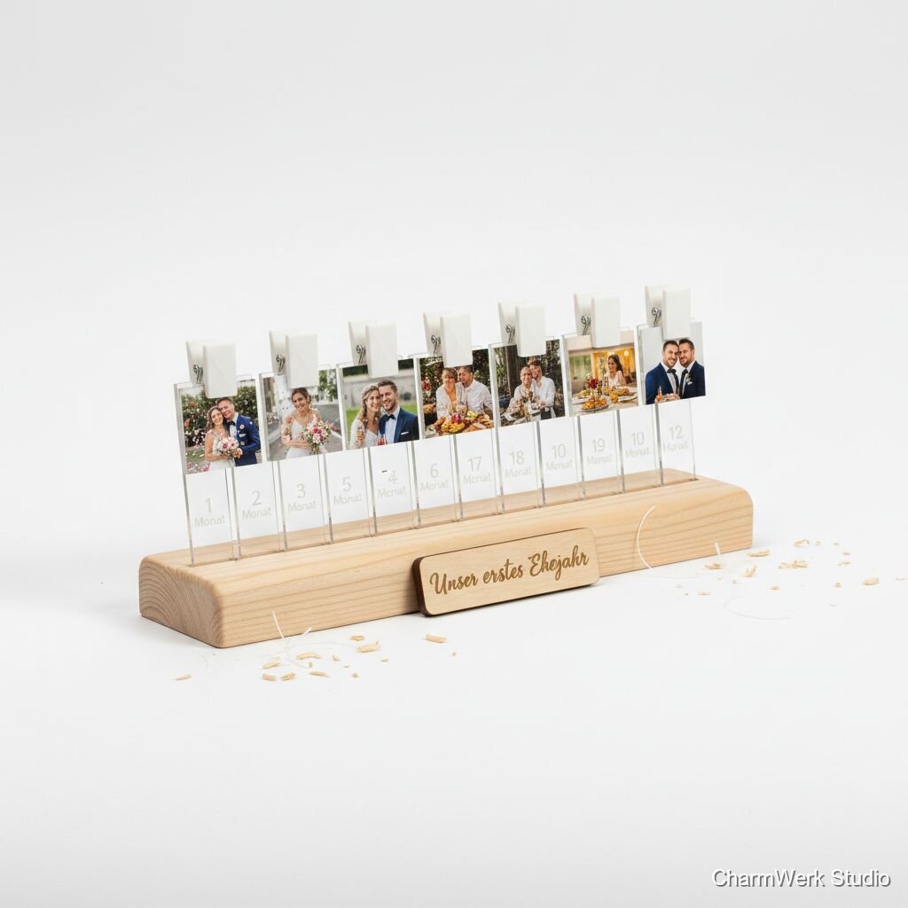 Foto-Display „Unser erstes Ehejahr“ mit Monats-Clips