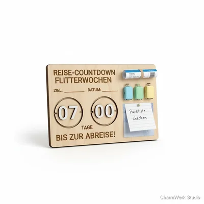 Reise-Countdown „Flitterwochen“ als Magnetboard
