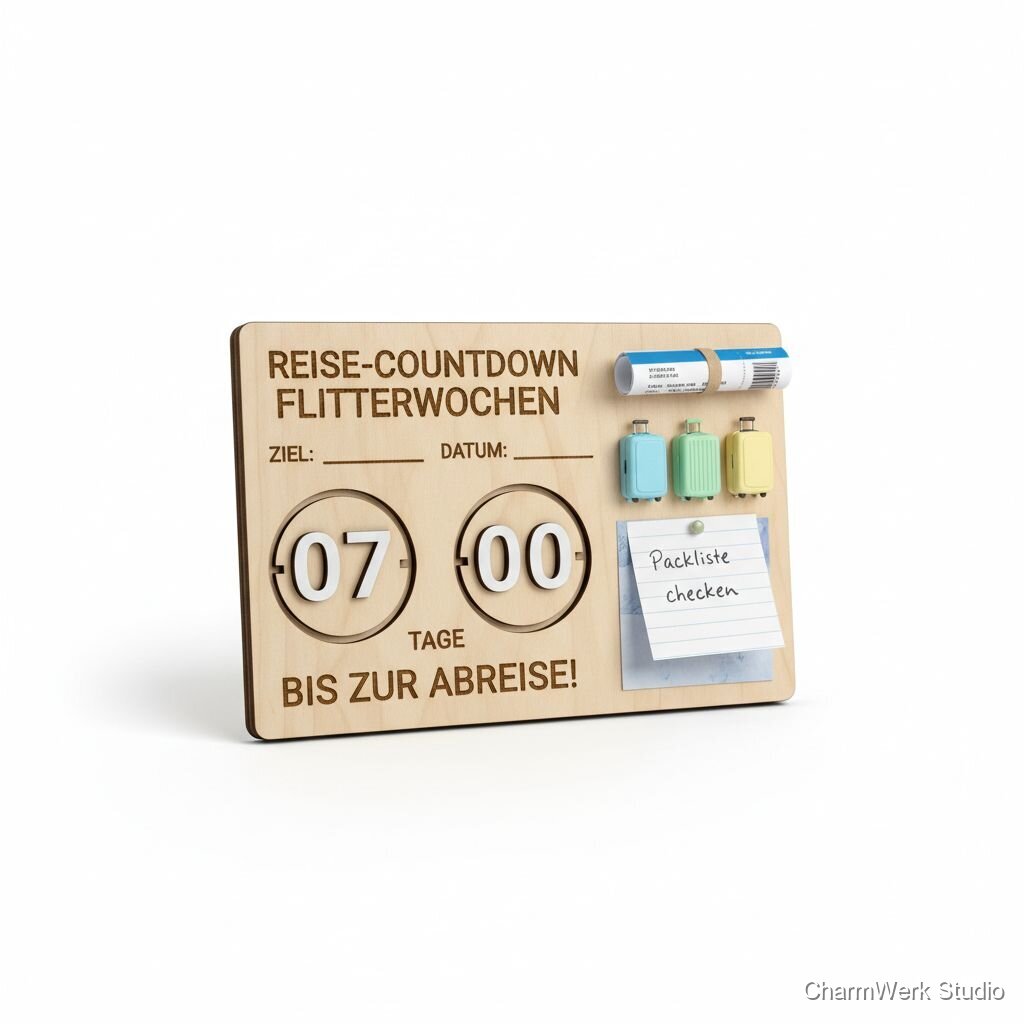 Reise-Countdown „Flitterwochen“ als Magnetboard