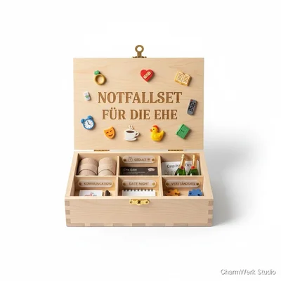 Geschenkbox „Notfallset für die Ehe“ mit 3D-Icons