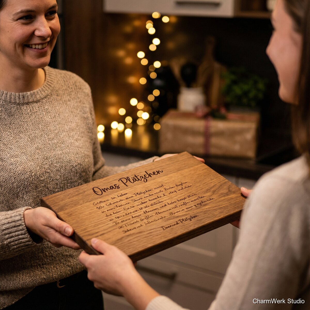 Rezeptbrett „Omas Plätzchen“ mit Gravur & Handschrift - Lifestyle
