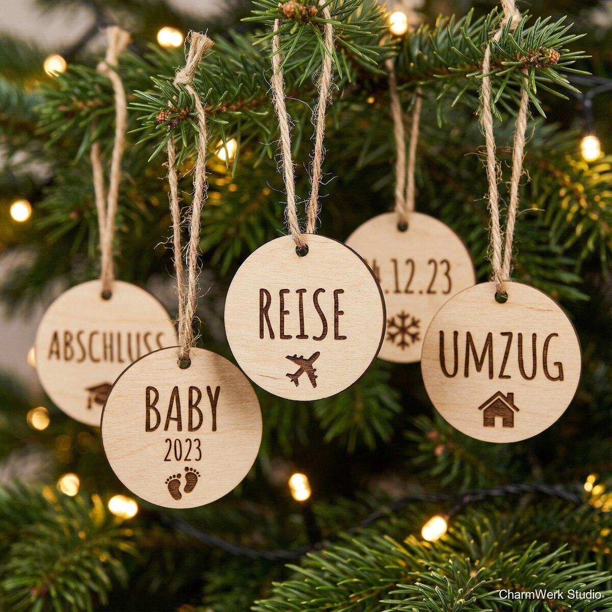 Baumanhänger-Set „Jahresrückblick“ mit 6 Momenten - Detailansicht