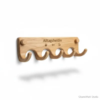 CNC-Wandhakenleiste „Alltagsheldin“ für Küche oder Flur